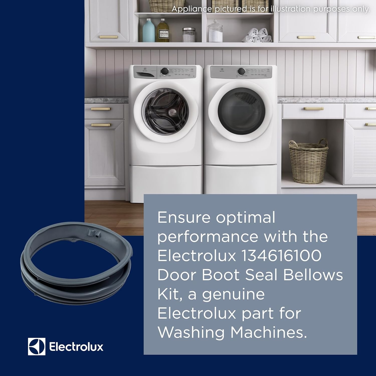 image:imageElectrolux 134616100 Door Boot Seal Bellows Kit for Washing Machines Gray