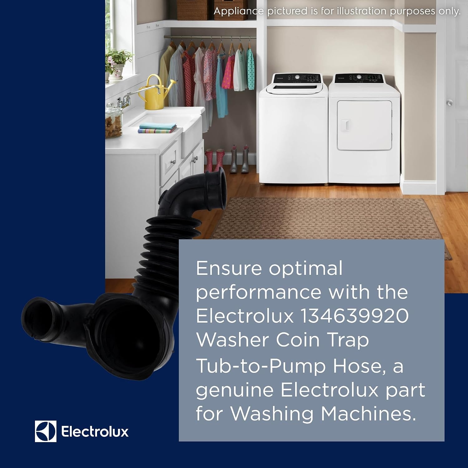 image:imageElectrolux 134639920 Washer Coin Trap TubtoPump Hose for Washing Machines Black