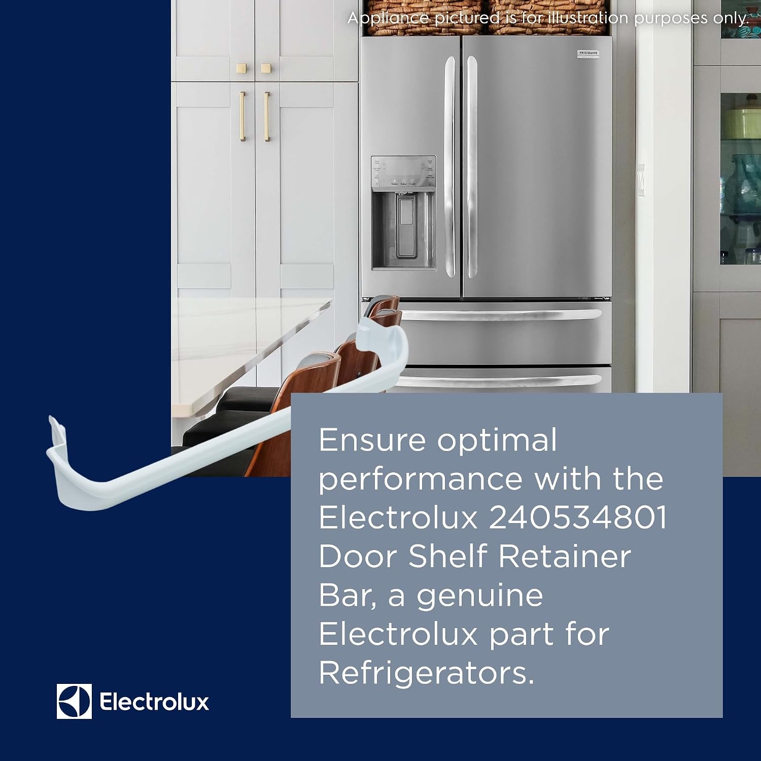 image:imageElectrolux 240534801 Door Shelf Retainer Bar for Refrigerators White