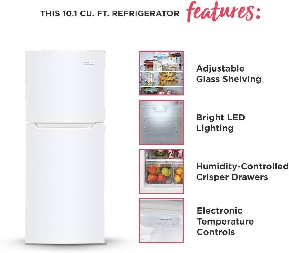 image:imageFrigidaire 101 Cu Ft Compact ADA Top Freezer Refrigerator in Black with Electronic Control Panel Reversible Door Swing ENERGY STARWhite
