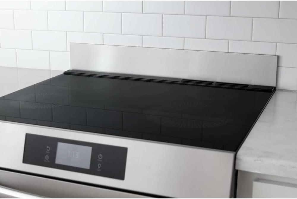image:imageFrigidaire 11NBBKGDSS Front Control Freestanding Range Universal Backguard Stainless Steel Backsplash GuardStainless Steel