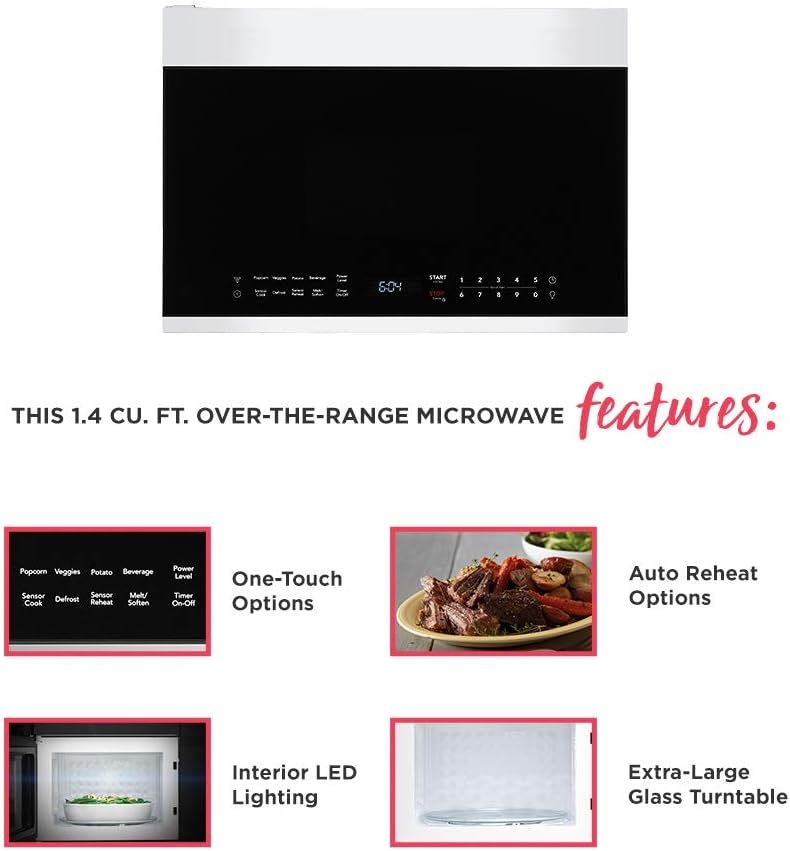image:imageFrigidaire 14 Cu Ft Compact OvertheRange Microwave in White with Automatic Sensor CookingWhite