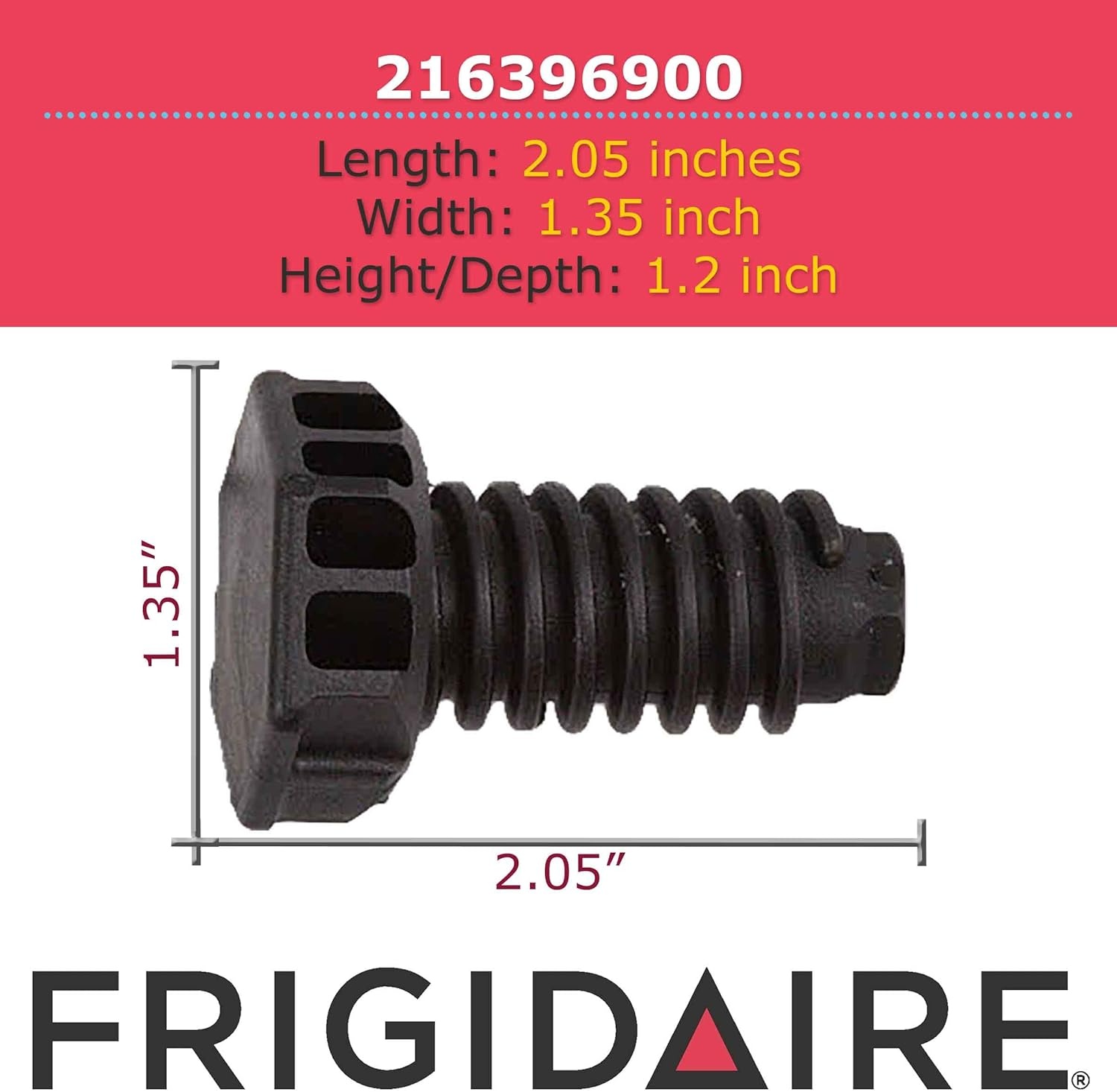 image:imageFrigidaire 216396900 Adjustable Foot Leveling Leg for Freezers Black25 inches x 15 inches Pack of 4