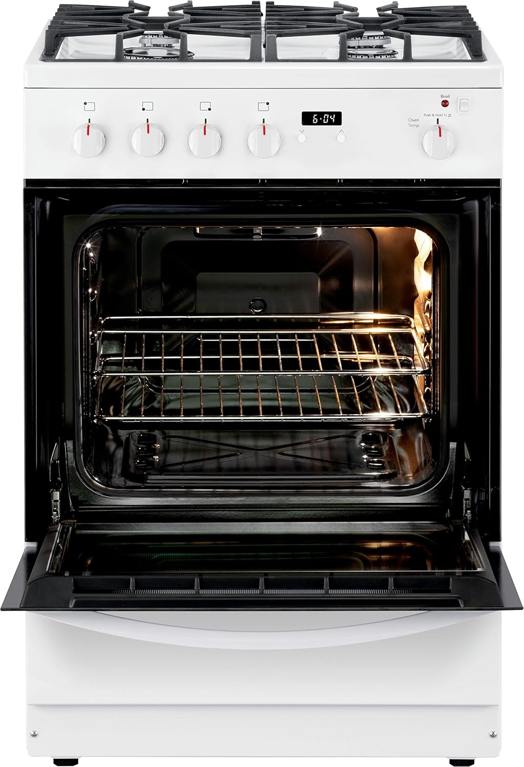 image:imageFrigidaire 24 in 19 Cu Ft Gas Range in Stainless Steel with Continuous Cast Iron Grates ADA CompliantWhite