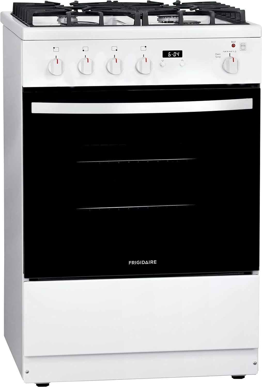 image:imageFrigidaire 24 in 19 Cu Ft Gas Range in Stainless Steel with Continuous Cast Iron Grates ADA CompliantWhite