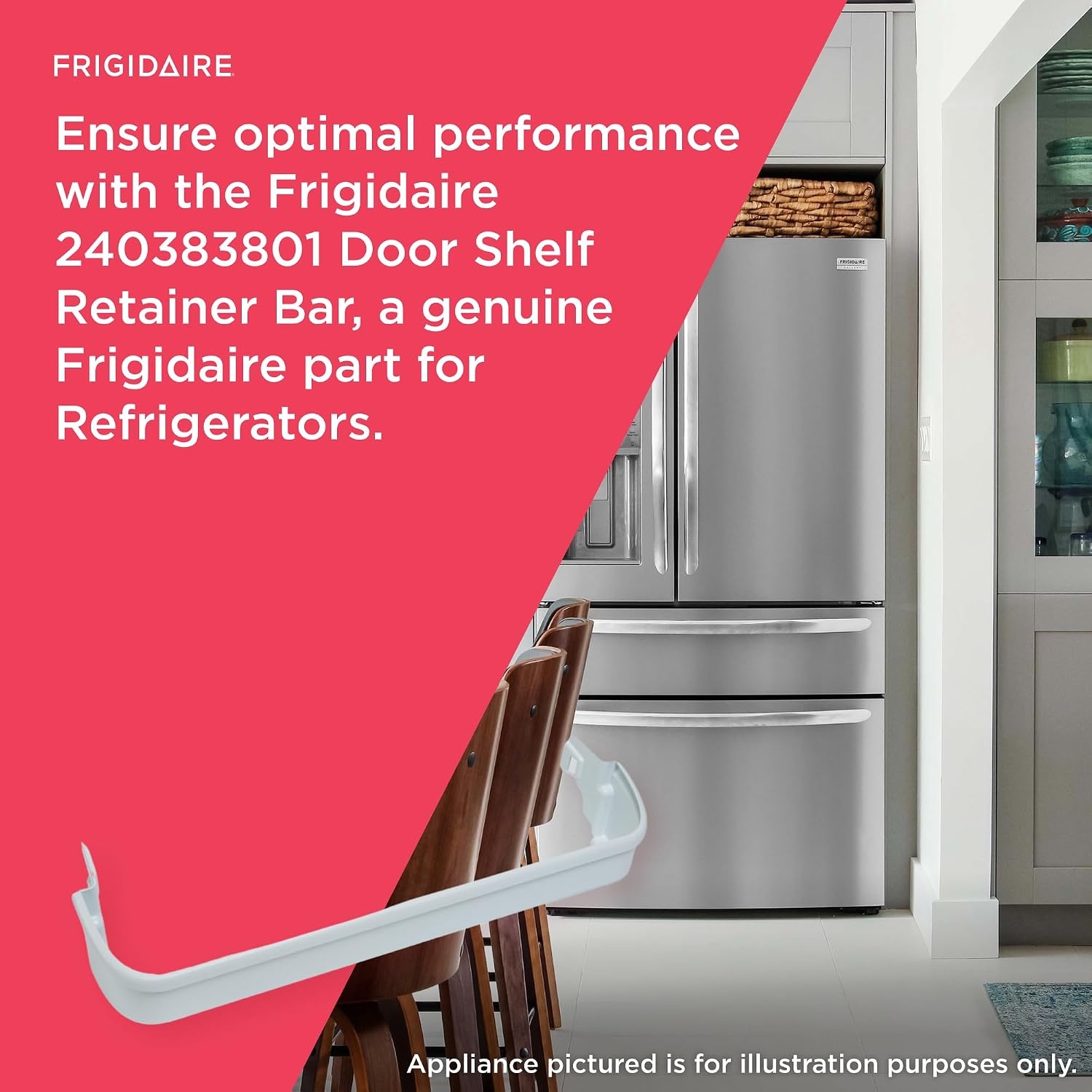 image:imageFrigidaire 240383801 Door Shelf Retainer Bar for Refrigerators White