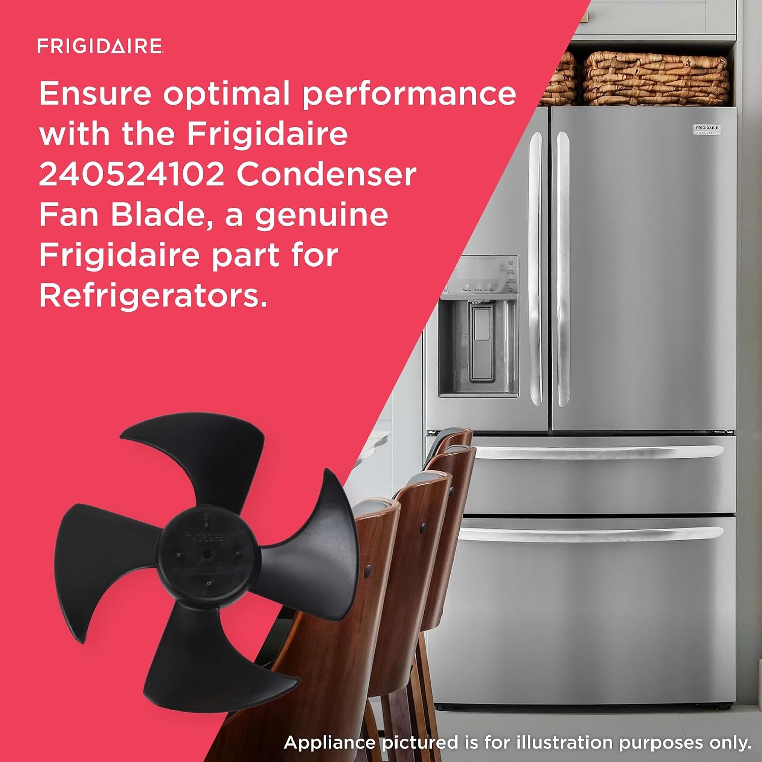image:imageFrigidaire 240524102 Condenser Fan Blade for Refrigerators Black