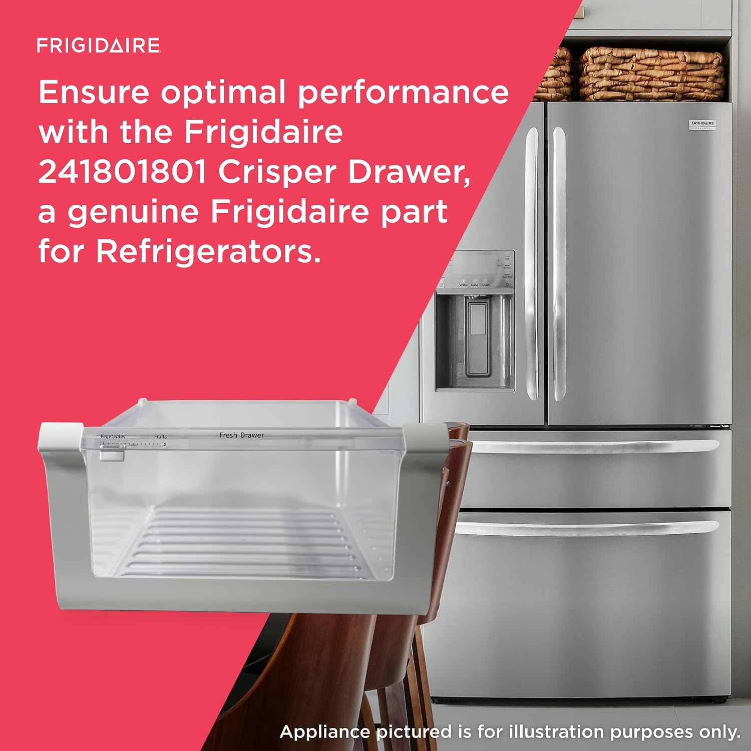 image:imageFrigidaire 241801801 Crisper Drawer for Refrigerators Clear