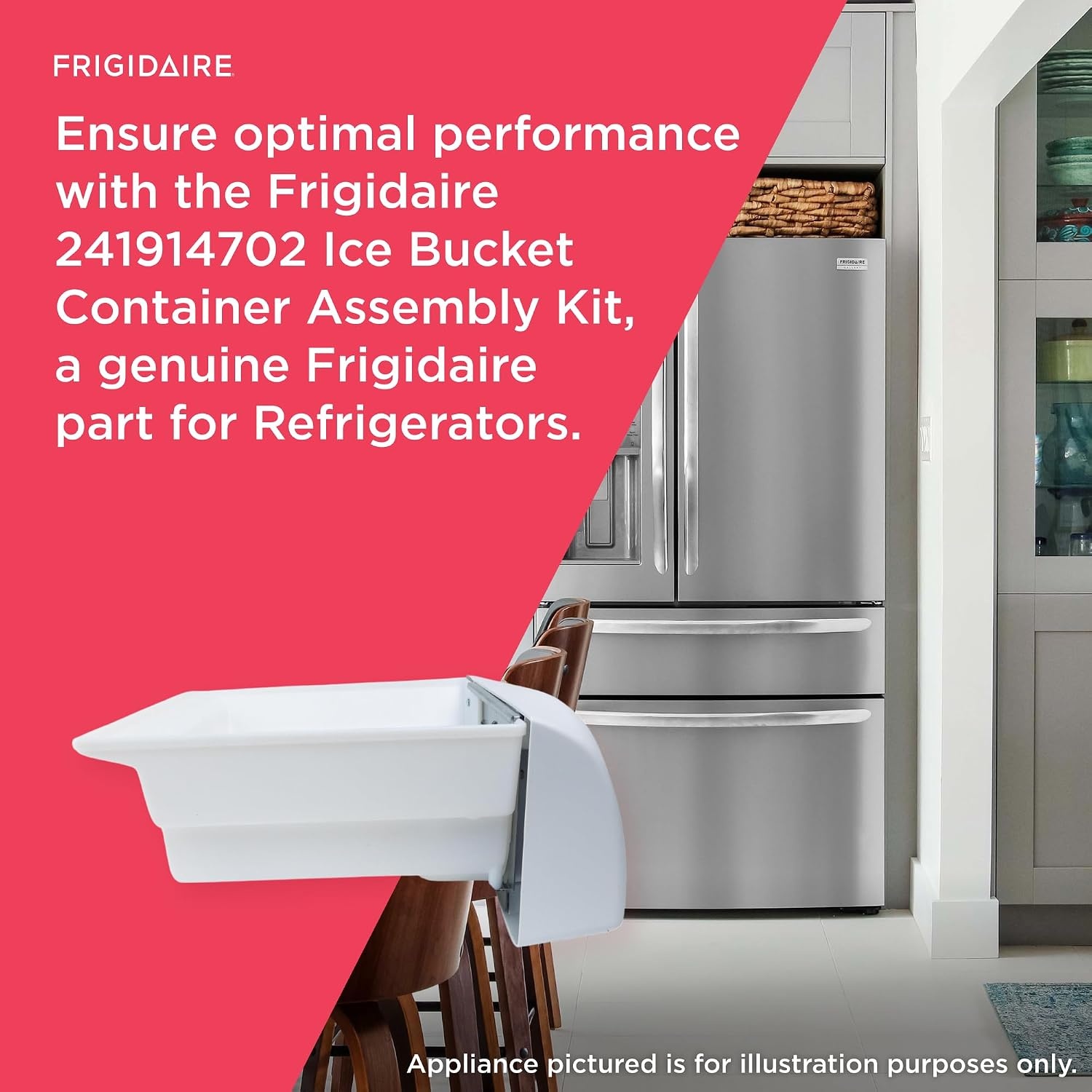 image:imageFrigidaire 241914702 Ice Bucket Container Assembly Kit for Refrigerators White