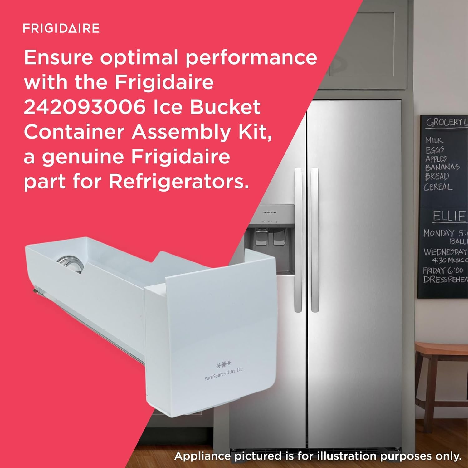 image:imageFrigidaire 242093006 Ice Bucket Container Assembly Kit for Refrigerators White