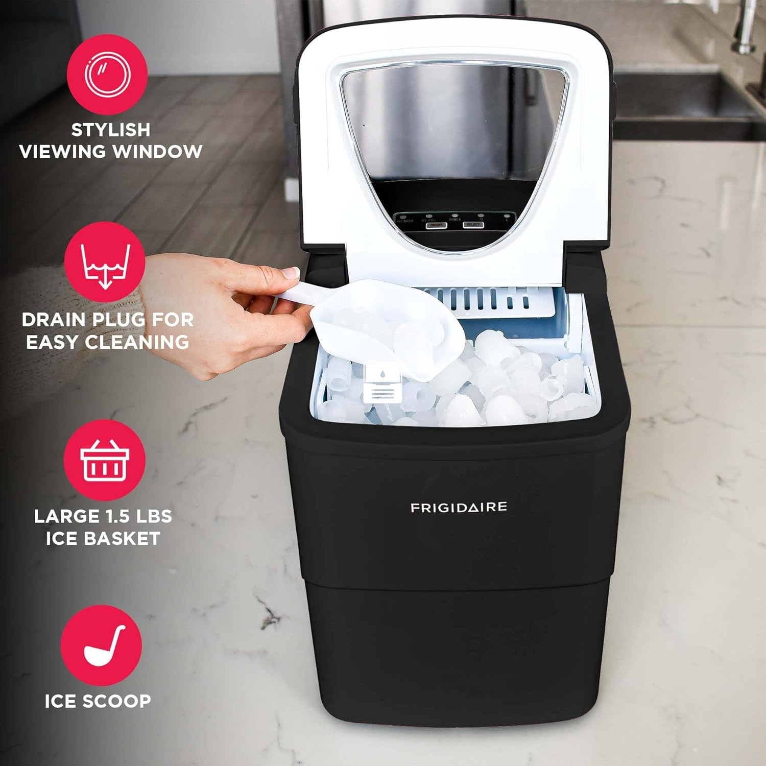 image:imageFrigidaire 26 Lbs Portable Compact Icemaker Ice Making Machine Black White MediumBlack