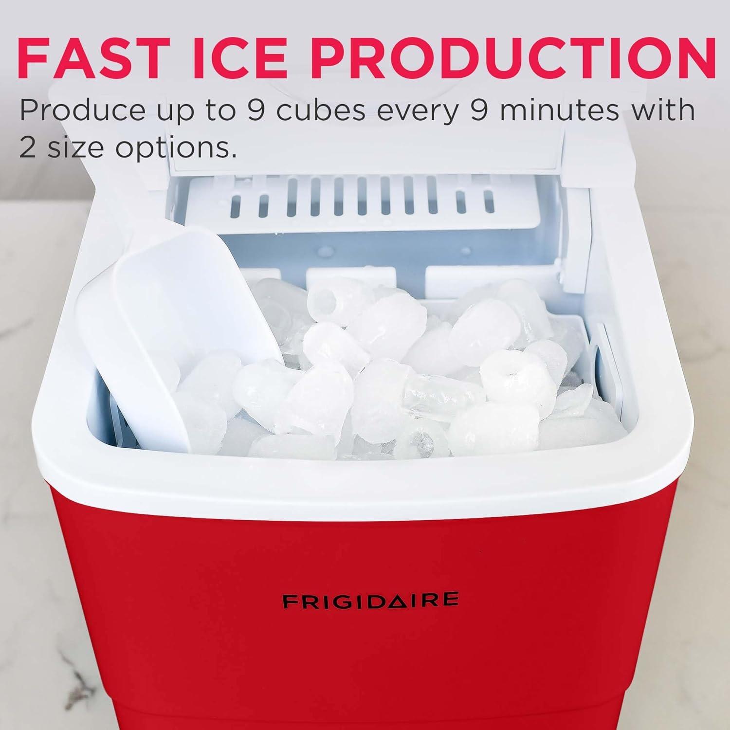 image:imageFrigidaire 26 Lbs Portable Compact Icemaker Ice Making Machine Black White MediumRed