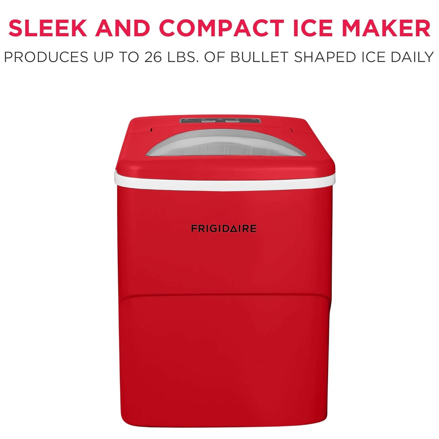 image:imageFrigidaire 26 Lbs Portable Compact Icemaker Ice Making Machine Black White MediumRed