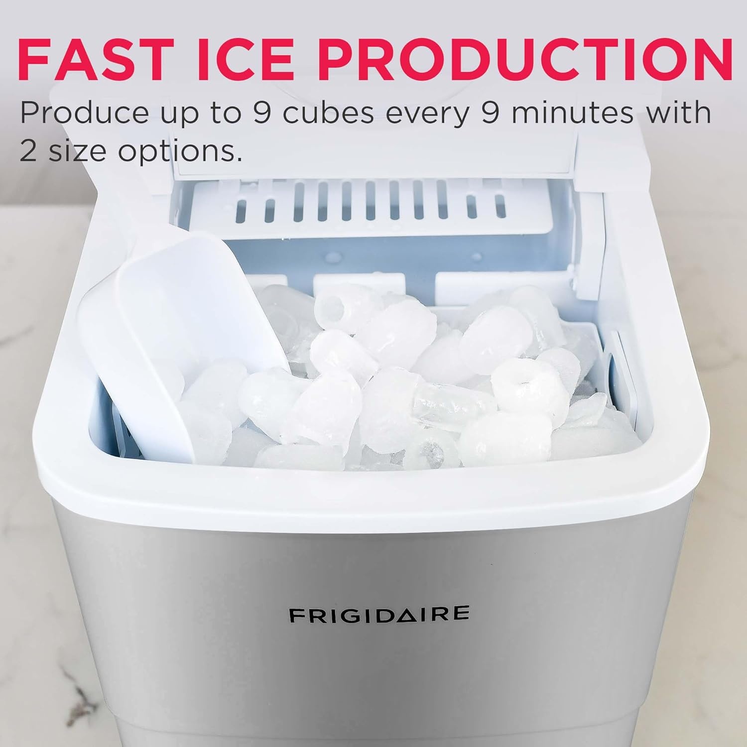 image:imageFrigidaire 26 Lbs Portable Compact Icemaker Ice Making Machine Black White MediumSilver