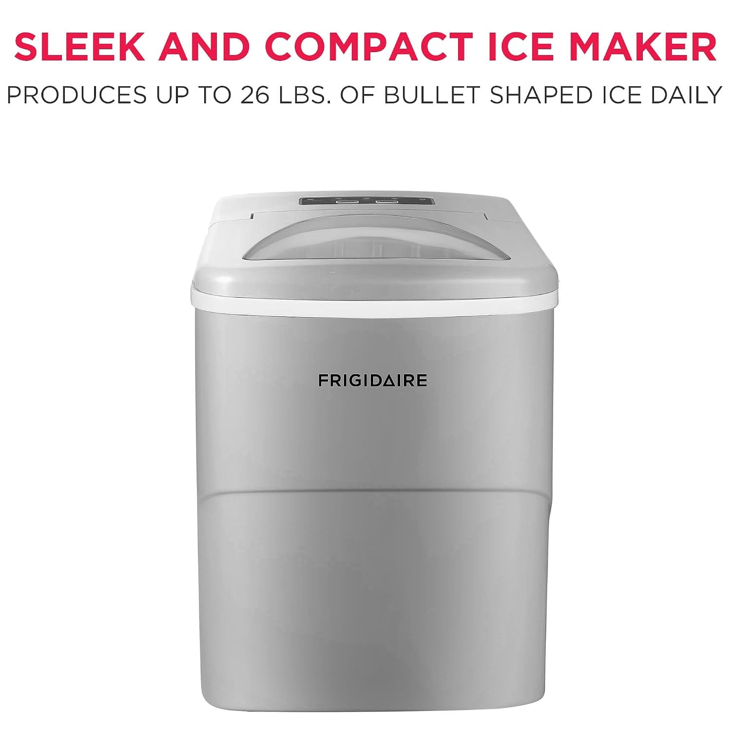 image:imageFrigidaire 26 Lbs Portable Compact Icemaker Ice Making Machine Black White MediumSilver