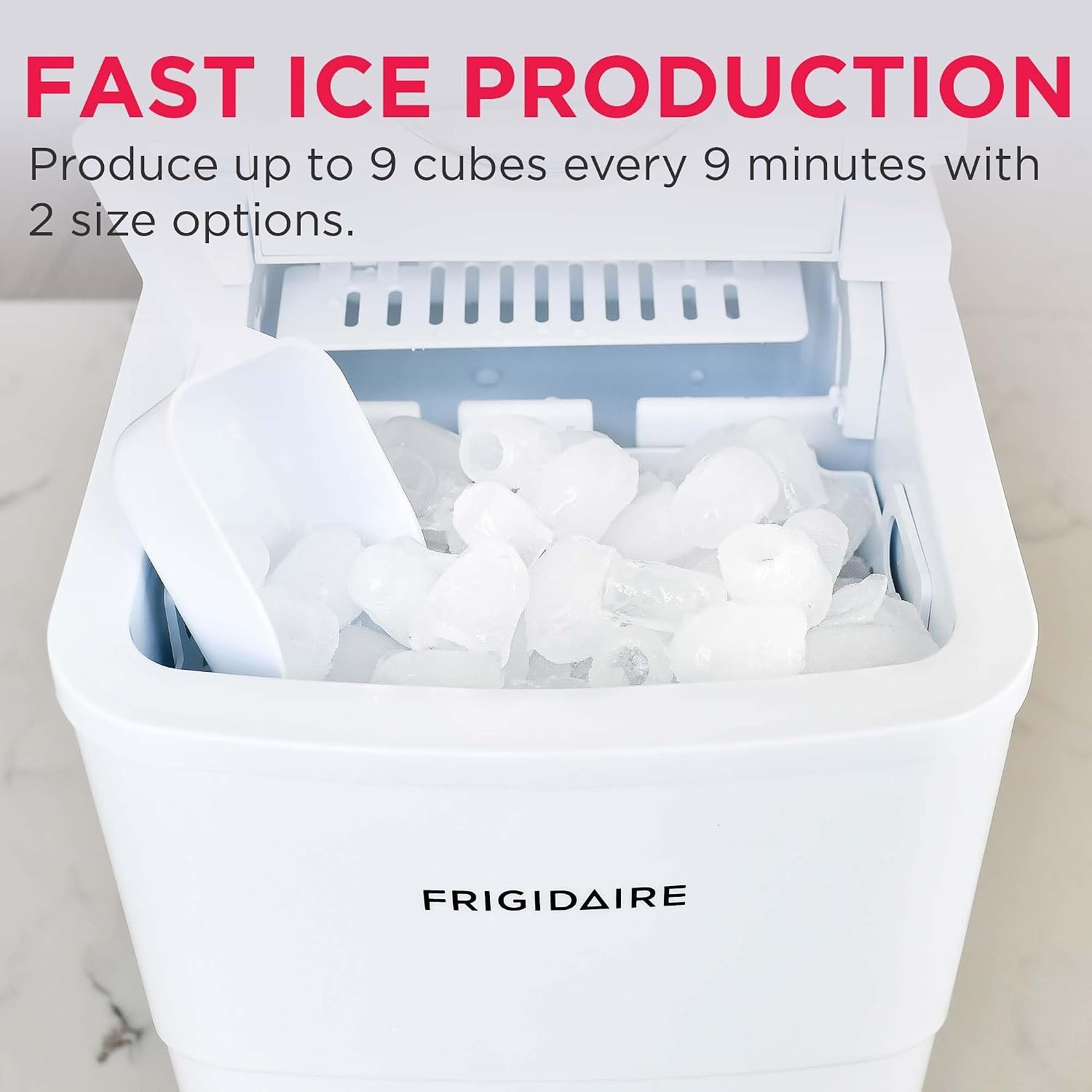 image:imageFrigidaire 26 Lbs Portable Compact Icemaker Ice Making Machine Black White MediumWhite