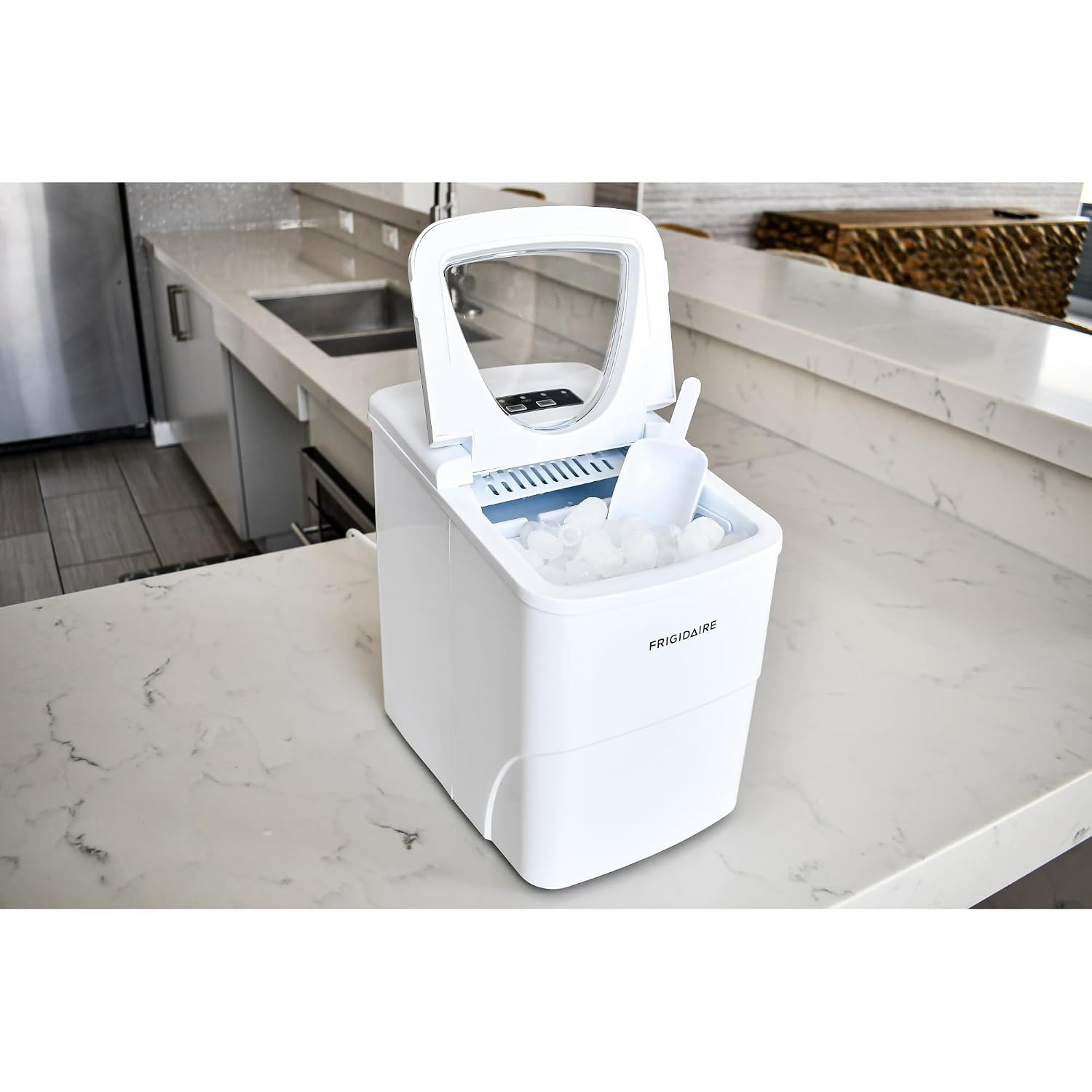 image:imageFrigidaire 26 Lbs Portable Compact Icemaker Ice Making Machine Black White MediumWhite