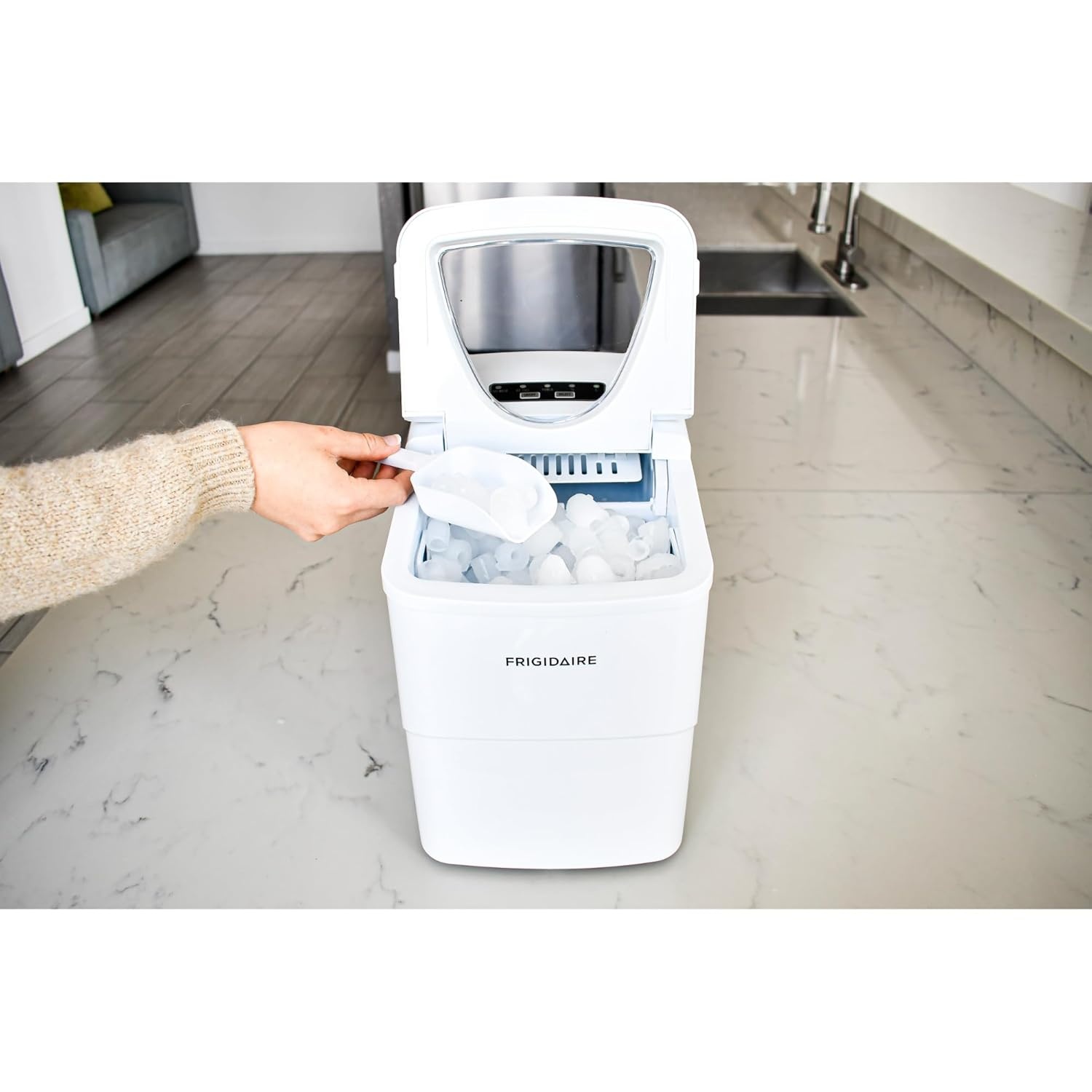 image:imageFrigidaire 26 Lbs Portable Compact Icemaker Ice Making Machine Black White MediumWhite