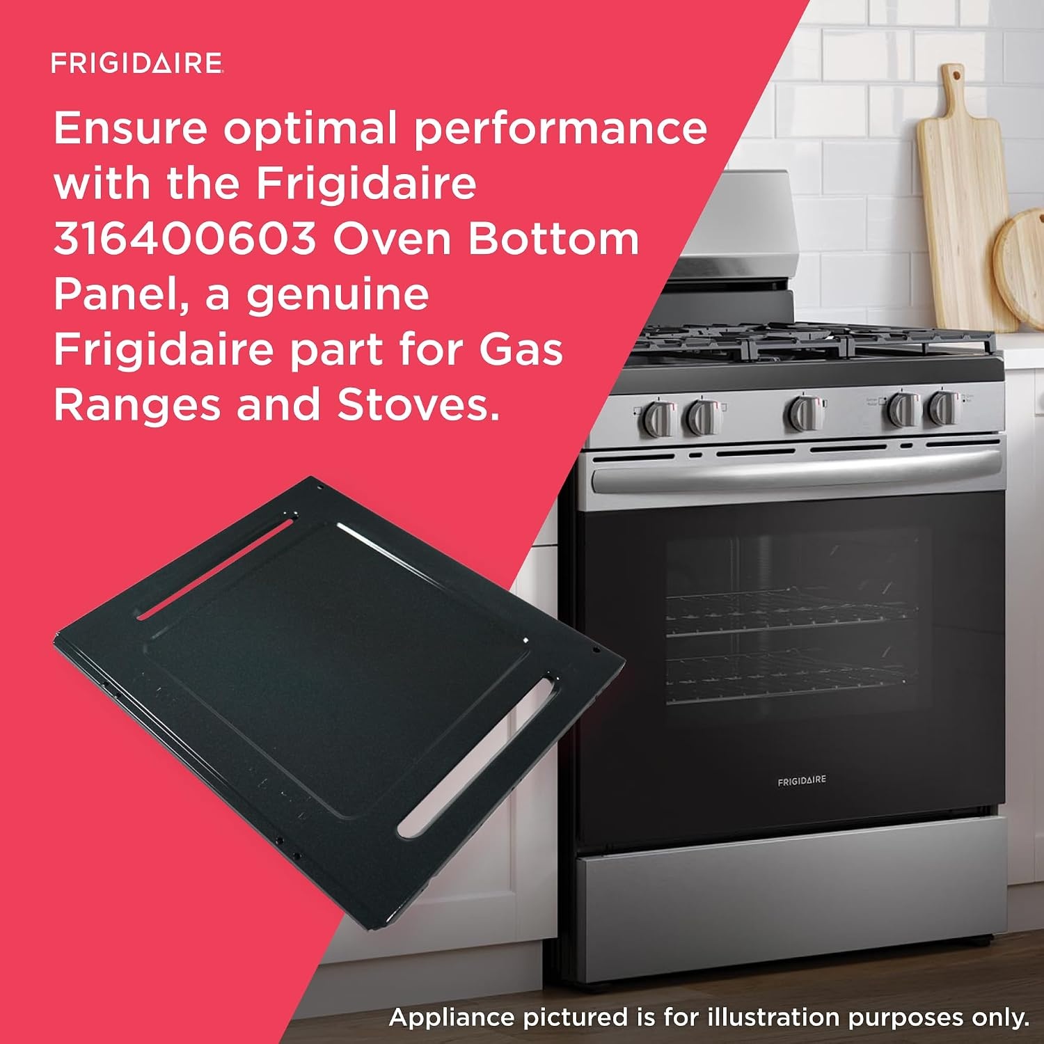 image:imageFrigidaire 316400603 Oven Bottom Panel for Gas Ranges and Stoves Black