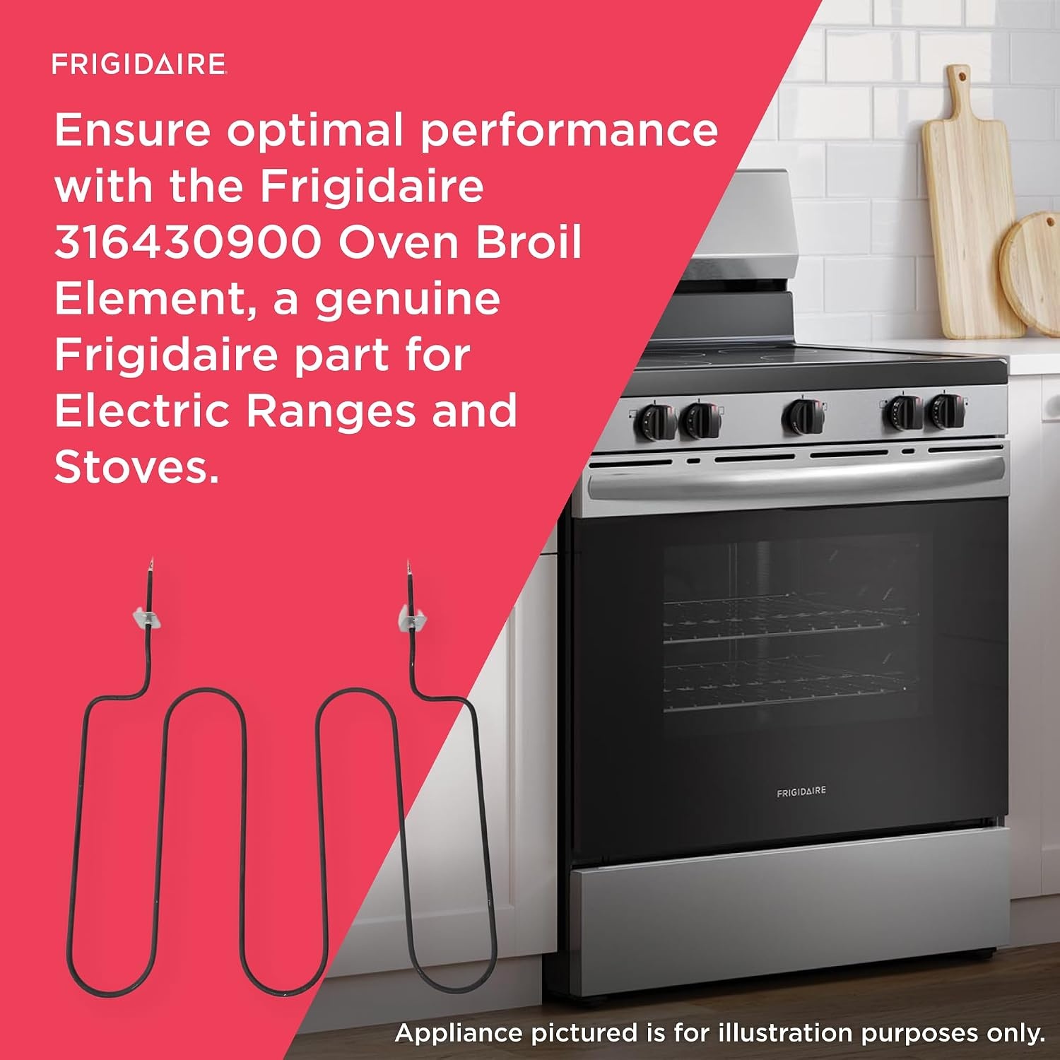 image:imageFrigidaire 316430900 Oven Broil Element for Electric Ranges and Stoves BlackBroil Element