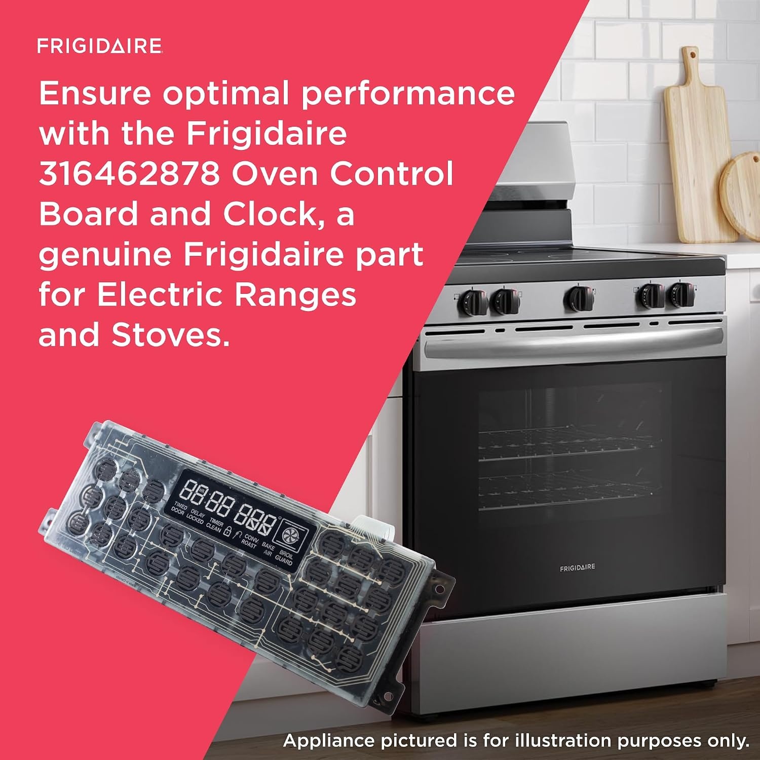 image:imageFrigidaire 316462878 Oven Control Board and Clock for Electric Ranges and Stoves Black