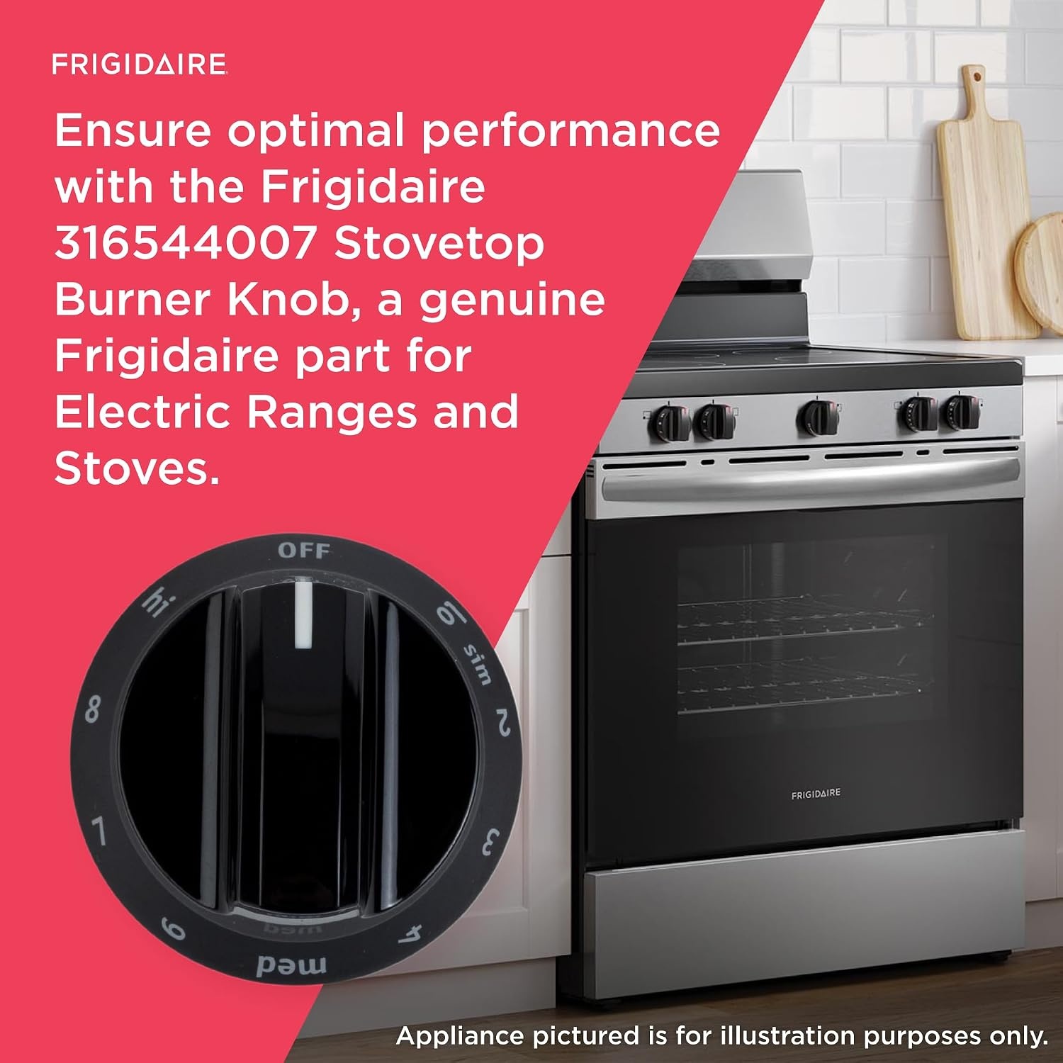 image:imageFrigidaire 316544007 Stovetop Burner Knob for Electric Ranges and Stoves Black