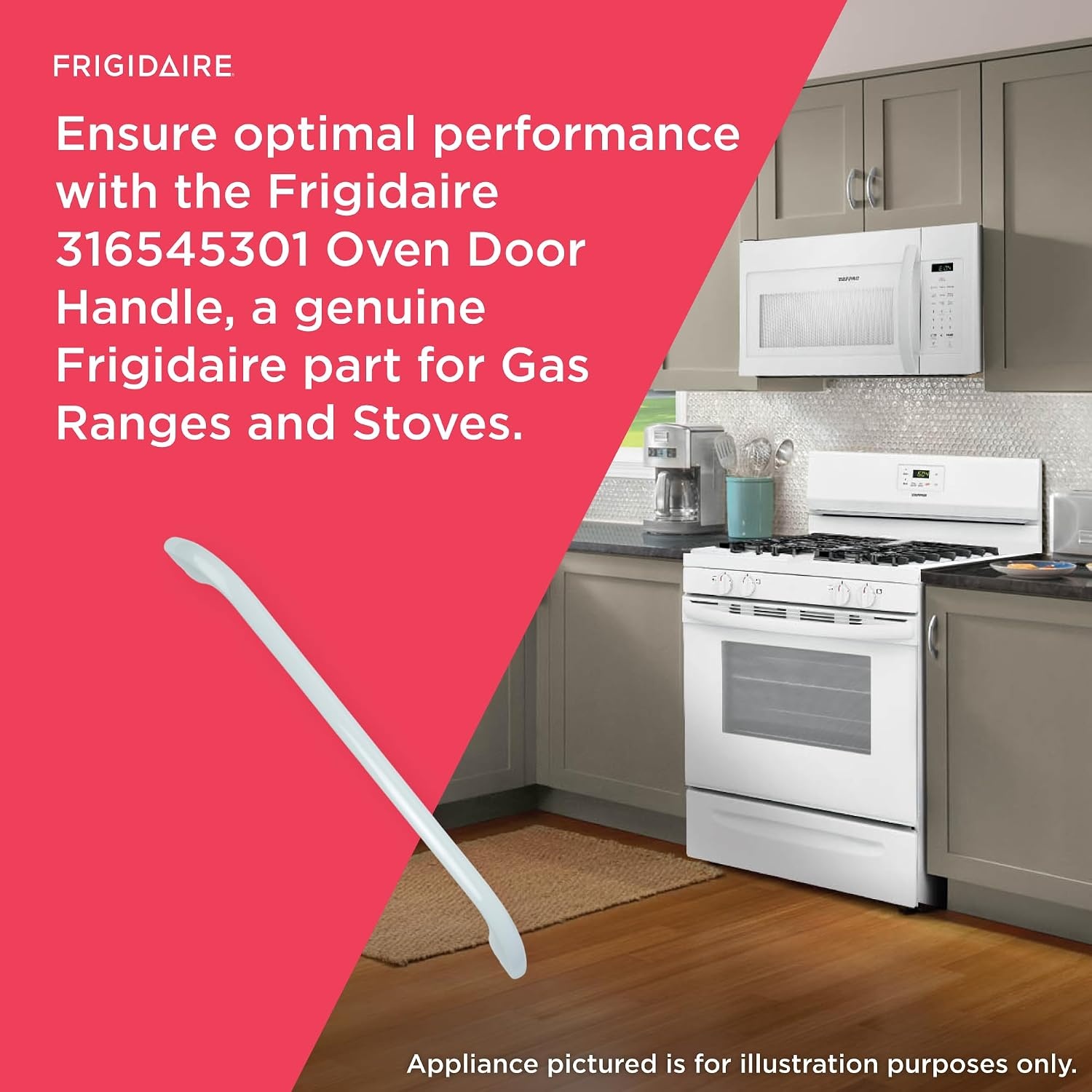 image:imageFrigidaire 316545301 Oven Door Handle for Gas Ranges and Stoves White