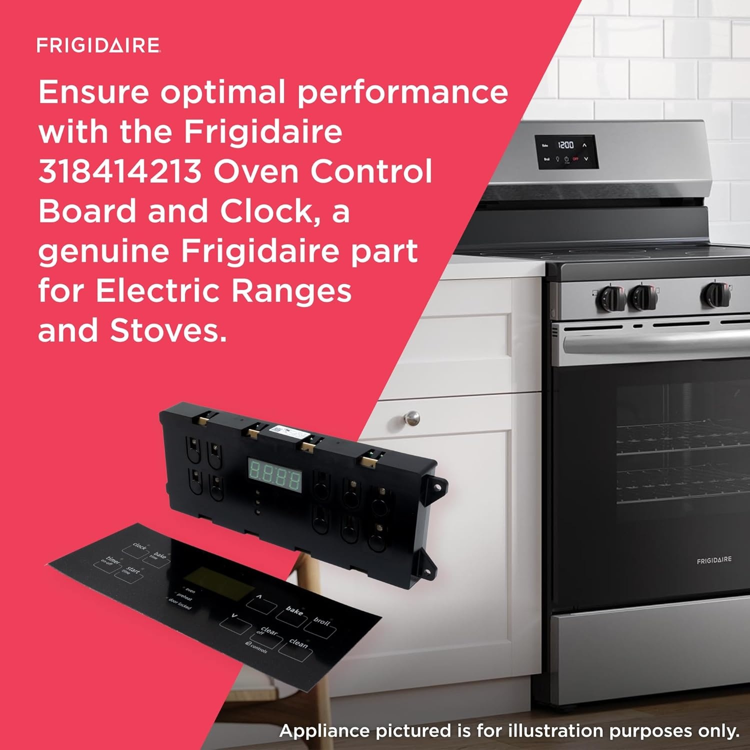 image:imageFrigidaire 318414213 Oven Control Board and Clock for Electric Ranges and Stoves Black