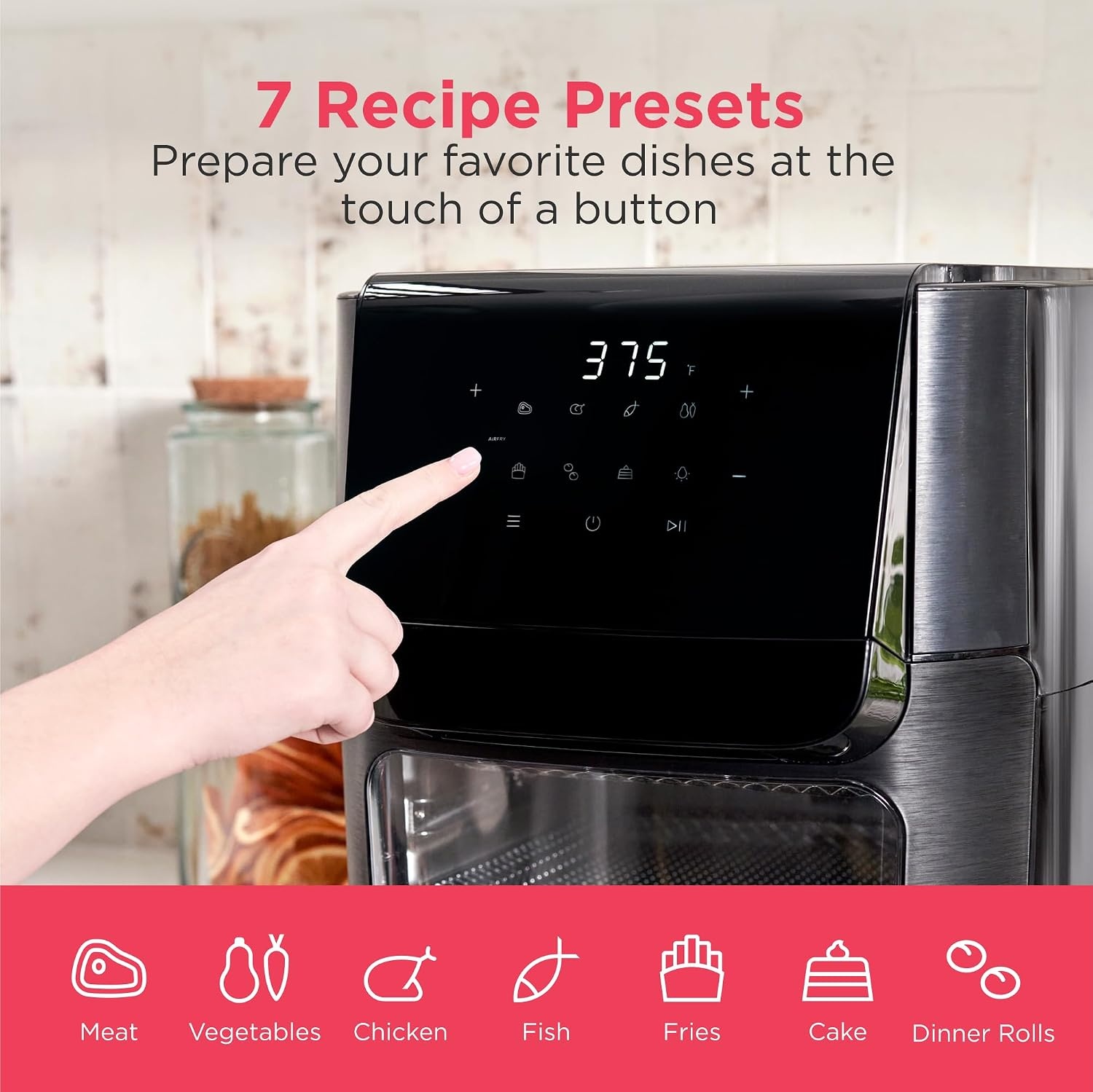 image:imageFrigidaire 3in1 Air Fryer Large 53 QT Capacity Digital Display 3 Cooking Modes 5 Recipe Presets Automatic Shake Reminder PFASFree Cooking Surfaces Black51 Air Fryer