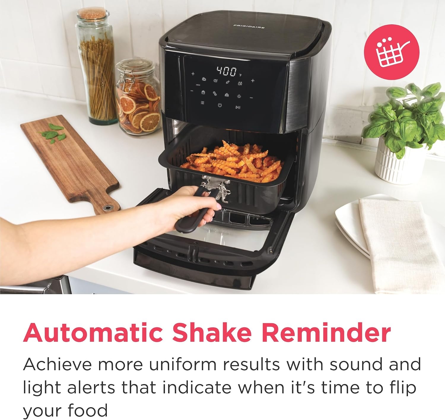 image:imageFrigidaire 3in1 Air Fryer Large 53 QT Capacity Digital Display 3 Cooking Modes 5 Recipe Presets Automatic Shake Reminder PFASFree Cooking Surfaces Black51 Air Fryer