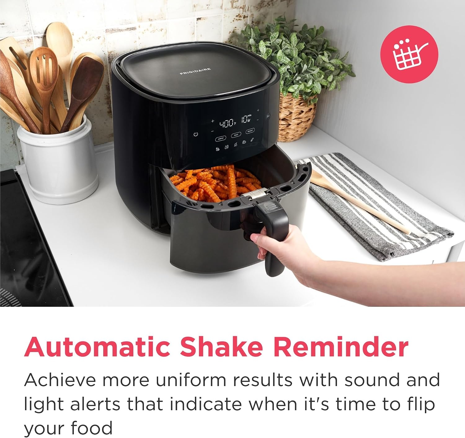 image:imageFrigidaire 3in1 Air Fryer Large 53 QT Capacity Digital Display 3 Cooking Modes 5 Recipe Presets Automatic Shake Reminder PFASFree Cooking Surfaces Black31 Air Fryer