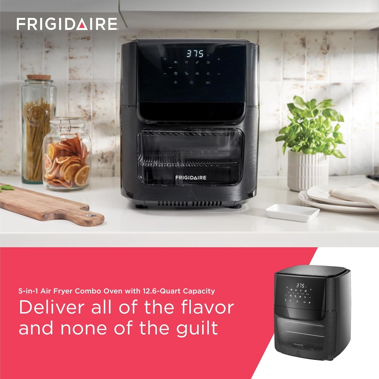 image:imageFrigidaire 3in1 Air Fryer Large 53 QT Capacity Digital Display 3 Cooking Modes 5 Recipe Presets Automatic Shake Reminder PFASFree Cooking Surfaces Black51 Air Fryer