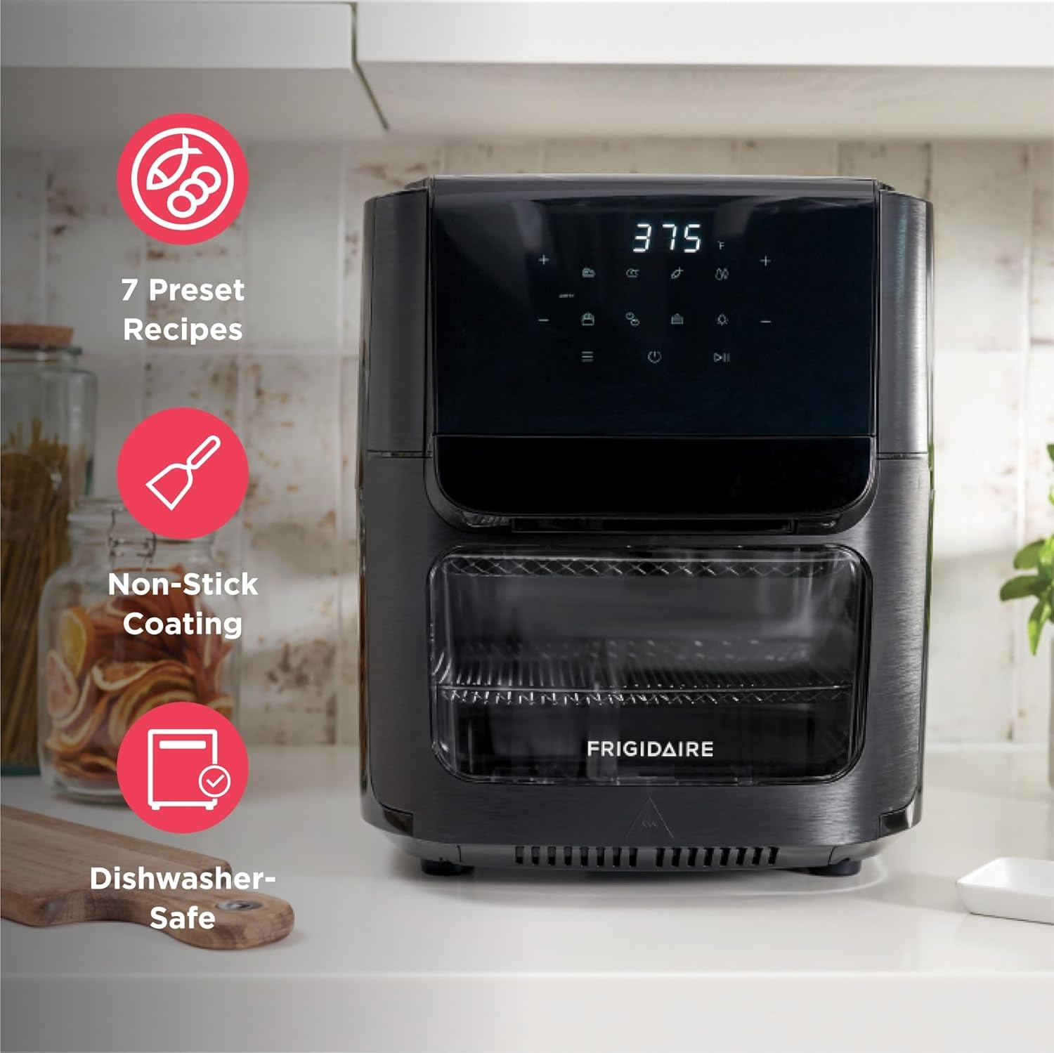 image:imageFrigidaire 3in1 Air Fryer Large 53 QT Capacity Digital Display 3 Cooking Modes 5 Recipe Presets Automatic Shake Reminder PFASFree Cooking Surfaces Black51 Air Fryer