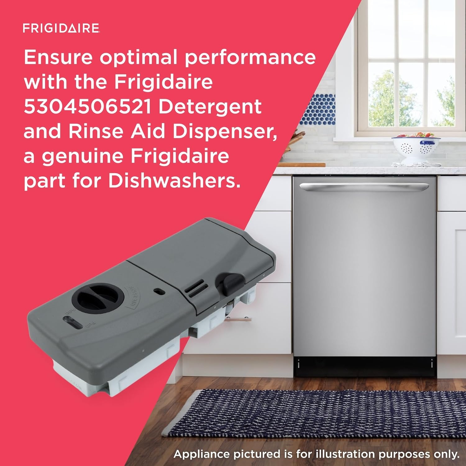 image:imageFrigidaire 5304506521 Detergent and Rinse Aid Dispenser for Dishwashers Gray