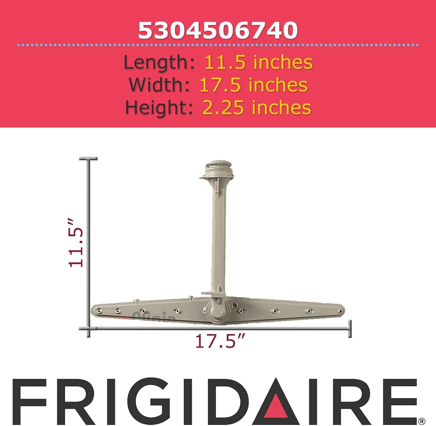 image:imageFrigidaire 5304506740 Center Spray Arm for Dishwashers Gray