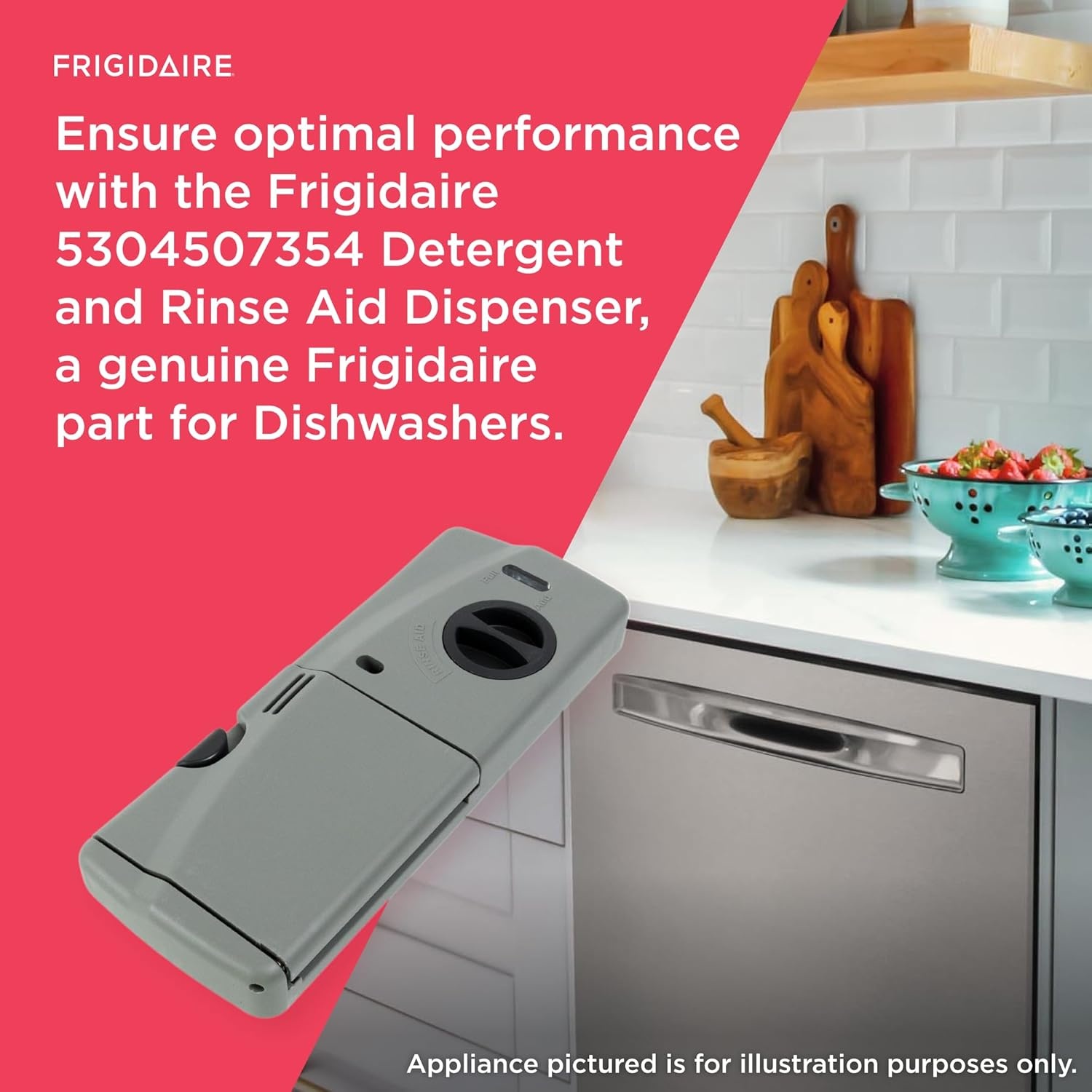 image:imageFrigidaire 5304507354 Detergent and Rinse Aid Dispenser for Dishwashers Gray