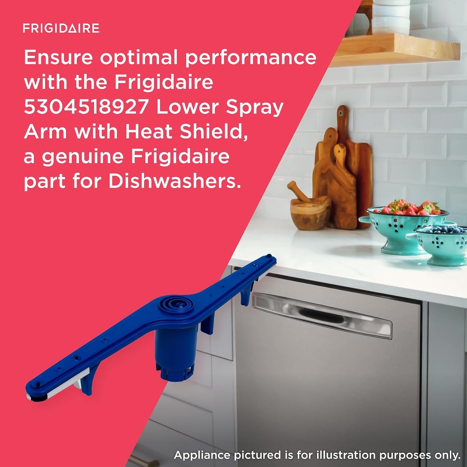 image:imageFrigidaire 5304518927 Lower Spray Arm with Heat Shield for Dishwashers Blue