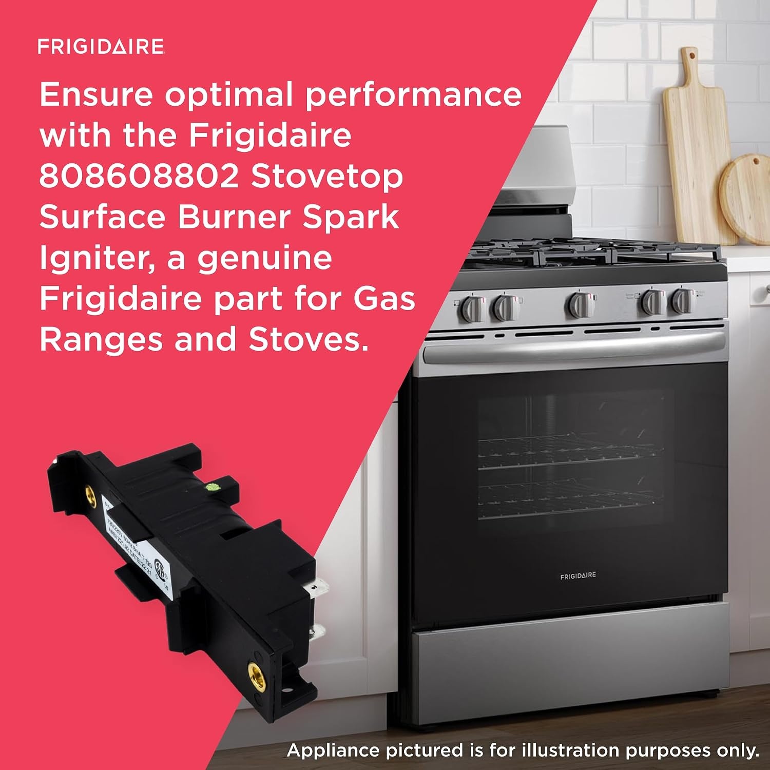 image:imageFrigidaire 808608802 Stovetop Surface Burner Spark Igniter for Gas Ranges and Stoves