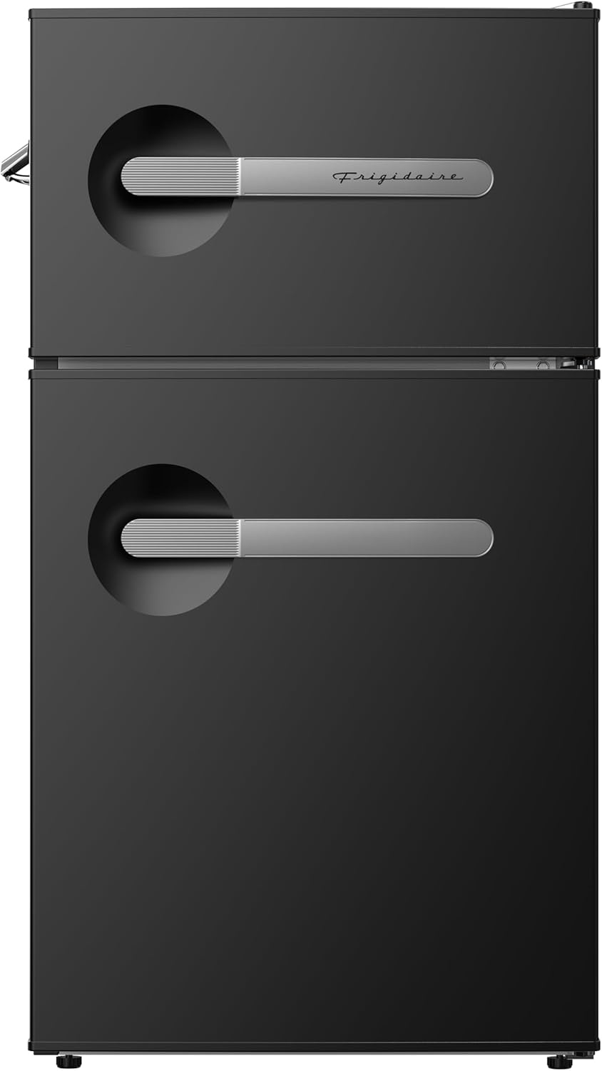 image:imageFrigidaire EFR3A1 Compact Small TopFreezer Refrigerator Stainless Steel Mini Bar Fridge Platinum Series2126 D x 1783 W x 335 H 32 cu ft Double DoorBlack