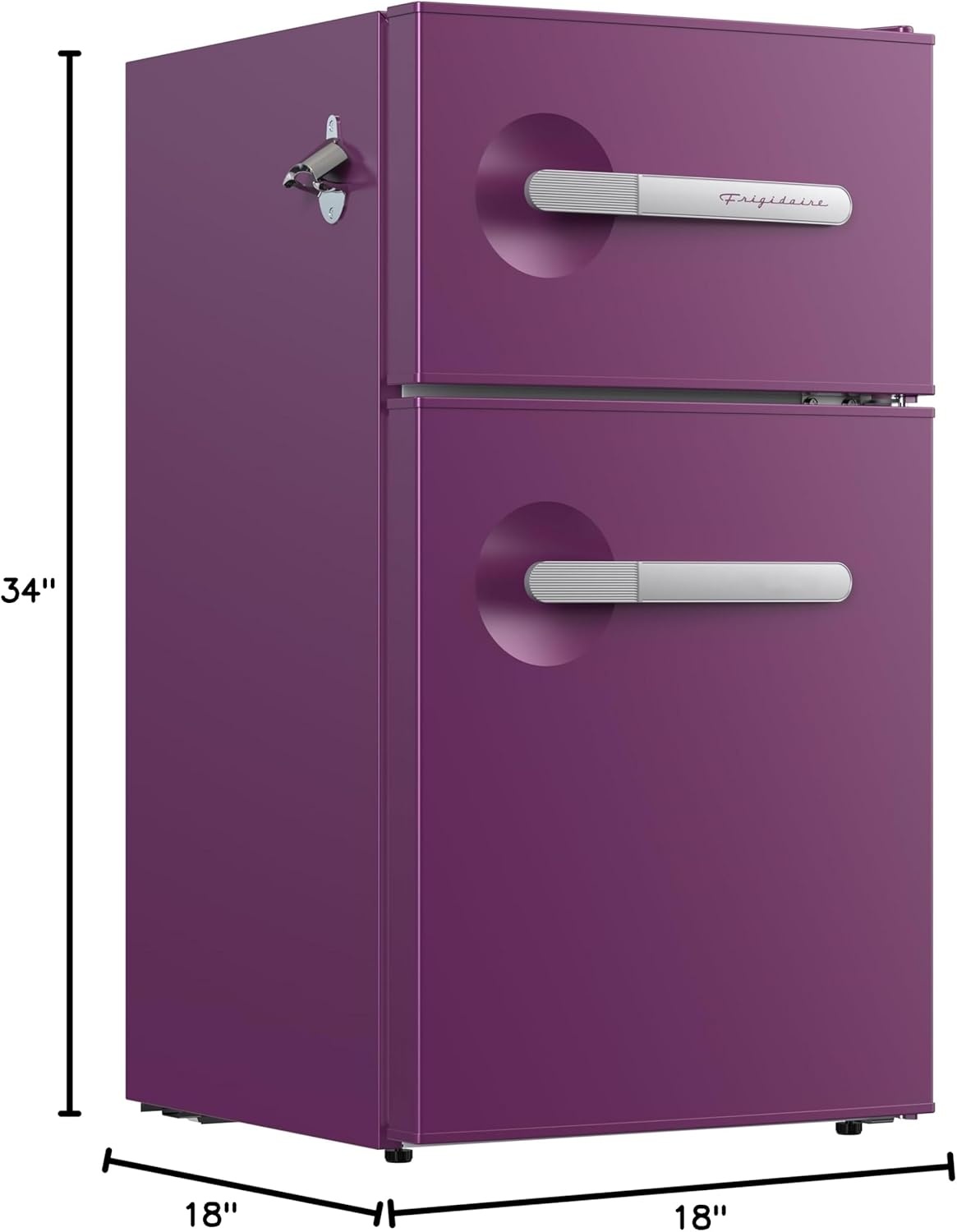 image:imageFrigidaire EFR3A1 Compact Small TopFreezer Refrigerator Stainless Steel Mini Bar Fridge Platinum Series2126 D x 1783 W x 335 H 32 cu ft Double DoorPurple