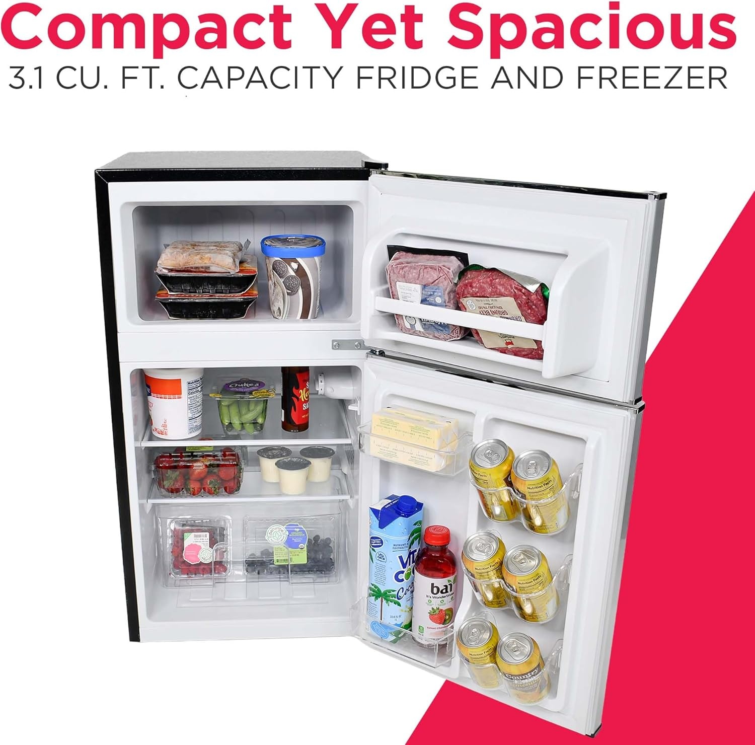 image:imageFrigidaire EFR3A1 Compact Small TopFreezer Refrigerator Stainless Steel Mini Bar Fridge Platinum Series2126 D x 1783 W x 335 H 32 cu ft Double DoorStainless Steel