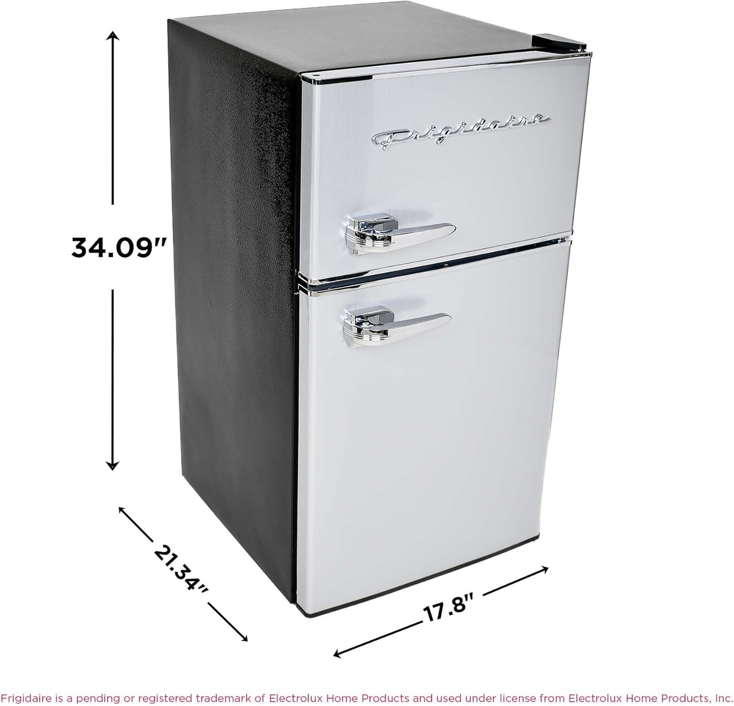 image:imageFrigidaire EFR3A1 Compact Small TopFreezer Refrigerator Stainless Steel Mini Bar Fridge Platinum Series2126 D x 1783 W x 335 H 32 cu ft Double DoorStainless Steel