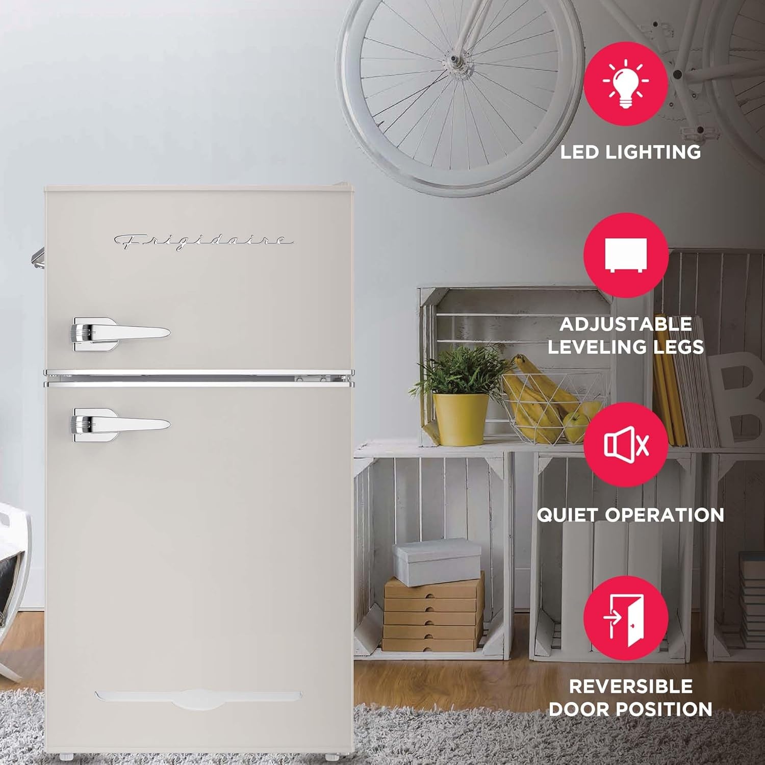 image:imageFrigidaire EFR840 Retro Mini Fridge with Freezer amp Side Bottle Opener Small 2 Door Refrigerator for Office Bar or College Dorm Room 32 Cu Ft MintCream