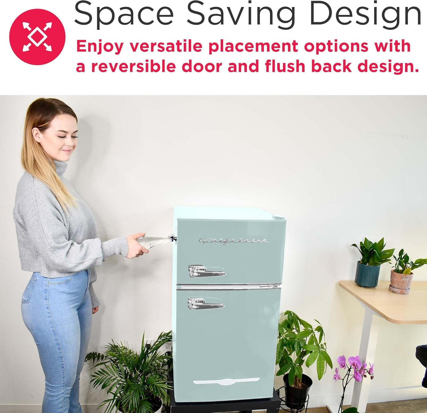 image:imageFrigidaire EFR840 Retro Mini Fridge with Freezer amp Side Bottle Opener Small 2 Door Refrigerator for Office Bar or College Dorm Room 32 Cu Ft MintMint