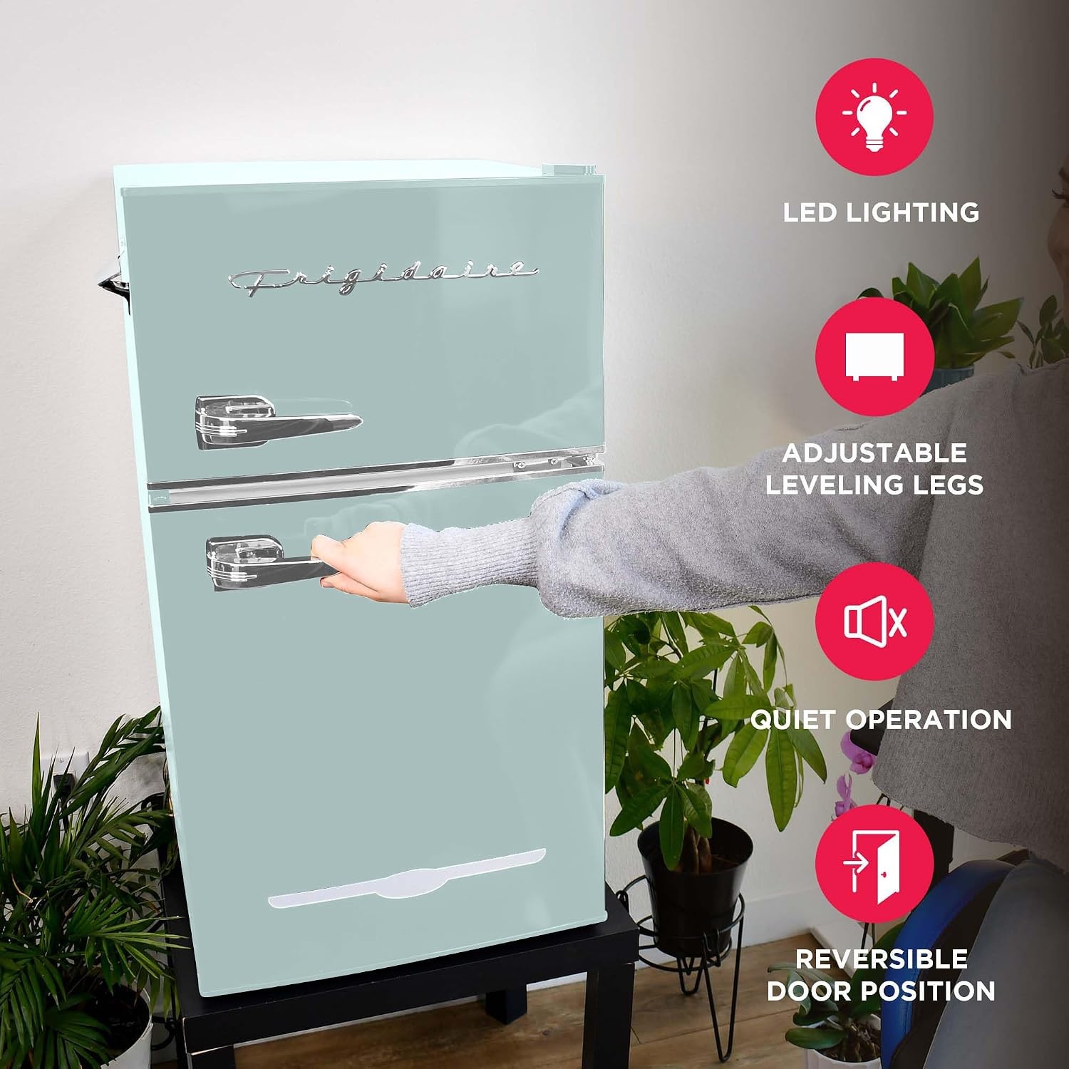 image:imageFrigidaire EFR840 Retro Mini Fridge with Freezer amp Side Bottle Opener Small 2 Door Refrigerator for Office Bar or College Dorm Room 32 Cu Ft MintMint