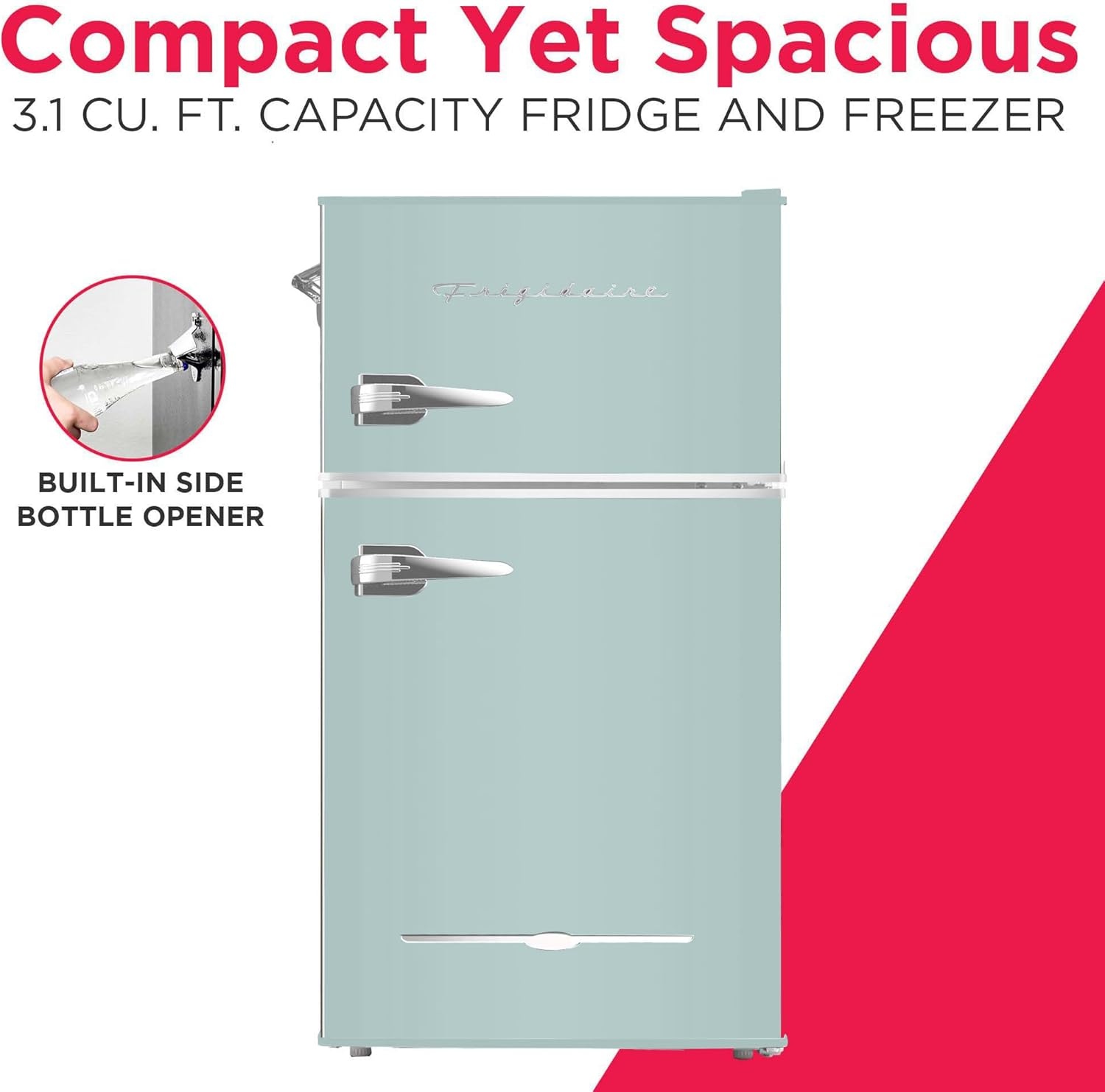 image:imageFrigidaire EFR840 Retro Mini Fridge with Freezer amp Side Bottle Opener Small 2 Door Refrigerator for Office Bar or College Dorm Room 32 Cu Ft MintMint
