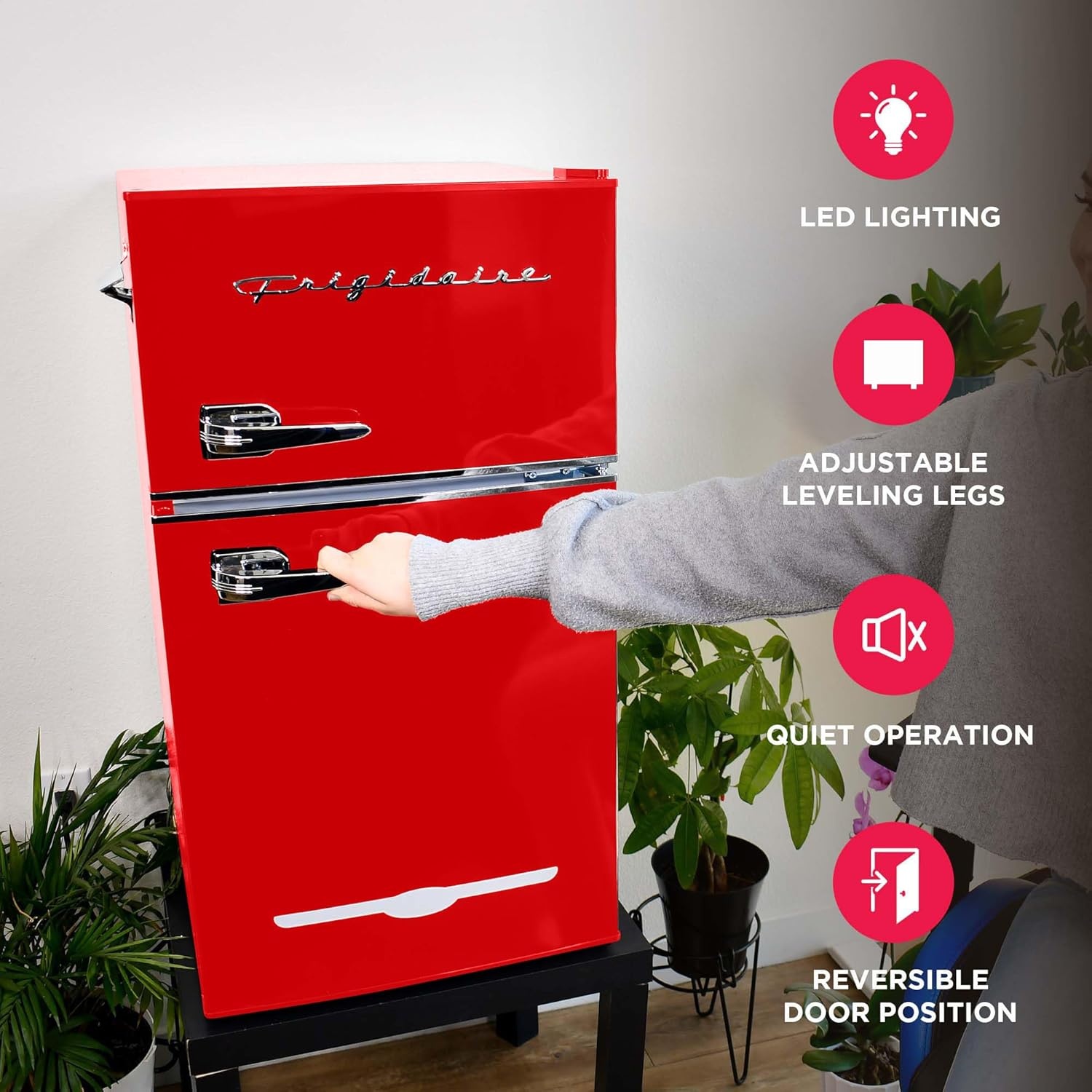image:imageFrigidaire EFR840 Retro Mini Fridge with Freezer amp Side Bottle Opener Small 2 Door Refrigerator for Office Bar or College Dorm Room 32 Cu Ft MintRed