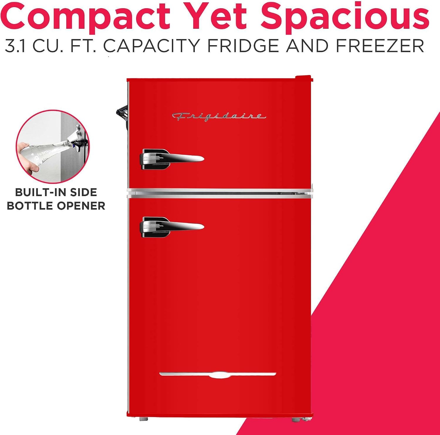 image:imageFrigidaire EFR840 Retro Mini Fridge with Freezer amp Side Bottle Opener Small 2 Door Refrigerator for Office Bar or College Dorm Room 32 Cu Ft MintRed