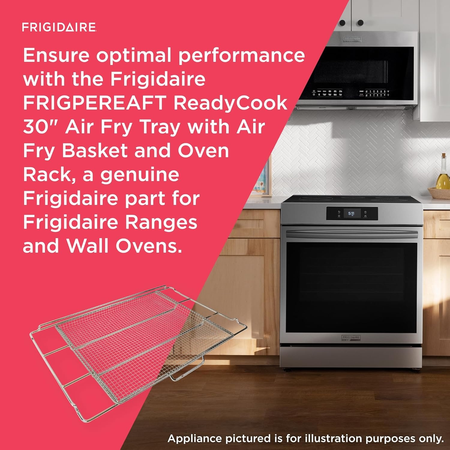 image:imageFrigidaire FRIGPEREAFT ReadyCook 30 Air Fry Tray with Air Fry Basket and Oven Rack for Frigidaire Ranges and Wall OvensFor 30 Oven