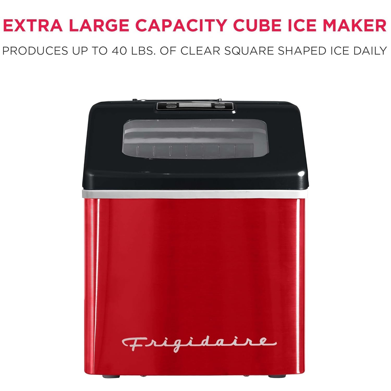 image:imageFrigidaire Ice Maker EFIC452 Countertop Stainless Steel Ice Maker with Transparent Window Clear Ice Cube Maker with 40 lbs Capacity Ice Maker Machine 148 D x 11 W x 141 H Blackred stainless